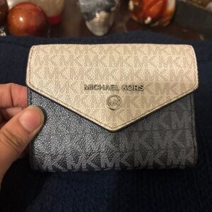 Michael Kors Two-Tone Wallet in Cream and Gray